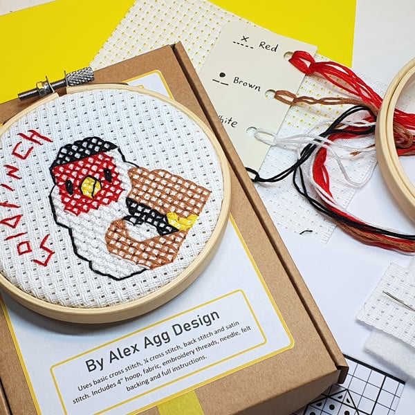 Greta Goldfinch Cross Stitch Kit craft kits, garden birds, sewing gifts