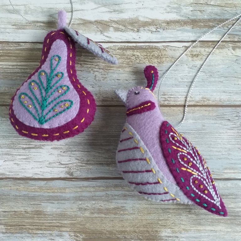  Mmmcrafts Partridge and Pear Ornament, Christmas Tree Decoration
