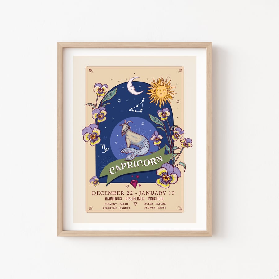 Capricorn Zodiac Sign Wall Art Print