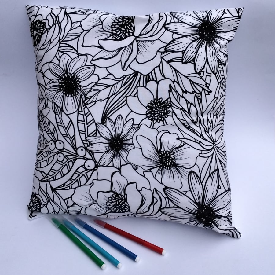 SALE - Floral Cushion Cover to Colour, Letterbox Gift