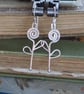 Silver Spiral Flower Dangle Earrings - Image 9