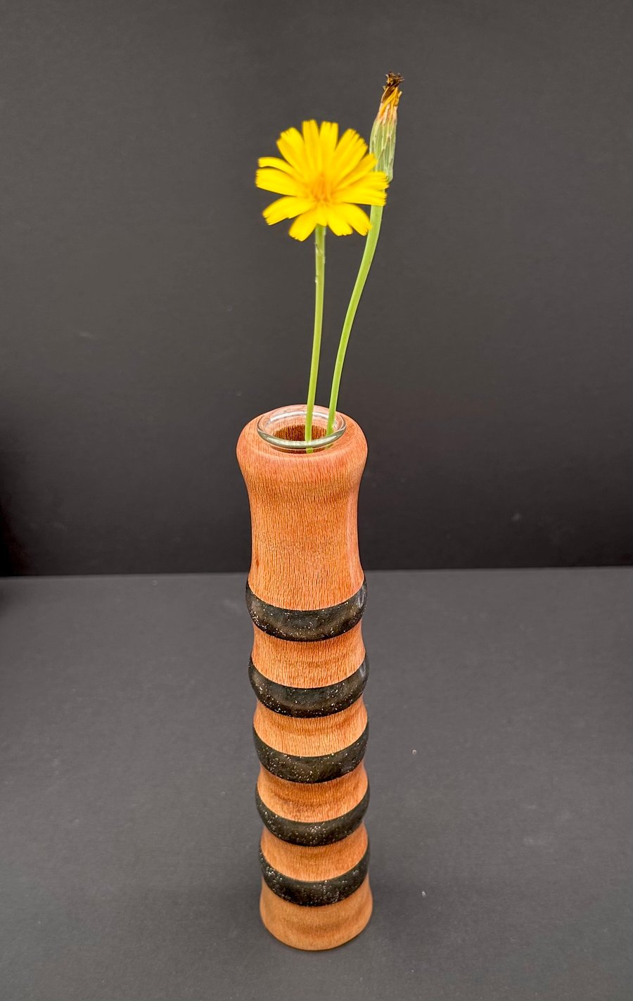 Wood and resin stem vase