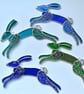 Stained Glass Leaping Hare Suncatchers - Handmade Hanging Decoration - Multi Red
