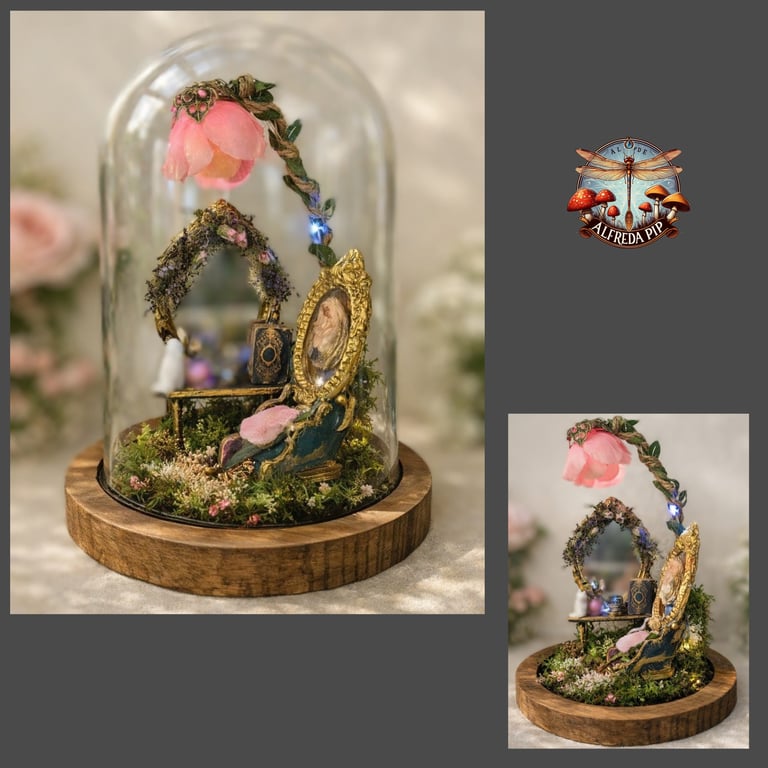 Enchanted Dressing Room Light up glass Dome OOAK
