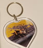 Colourful Bumblebee heart shaped photography keyring 