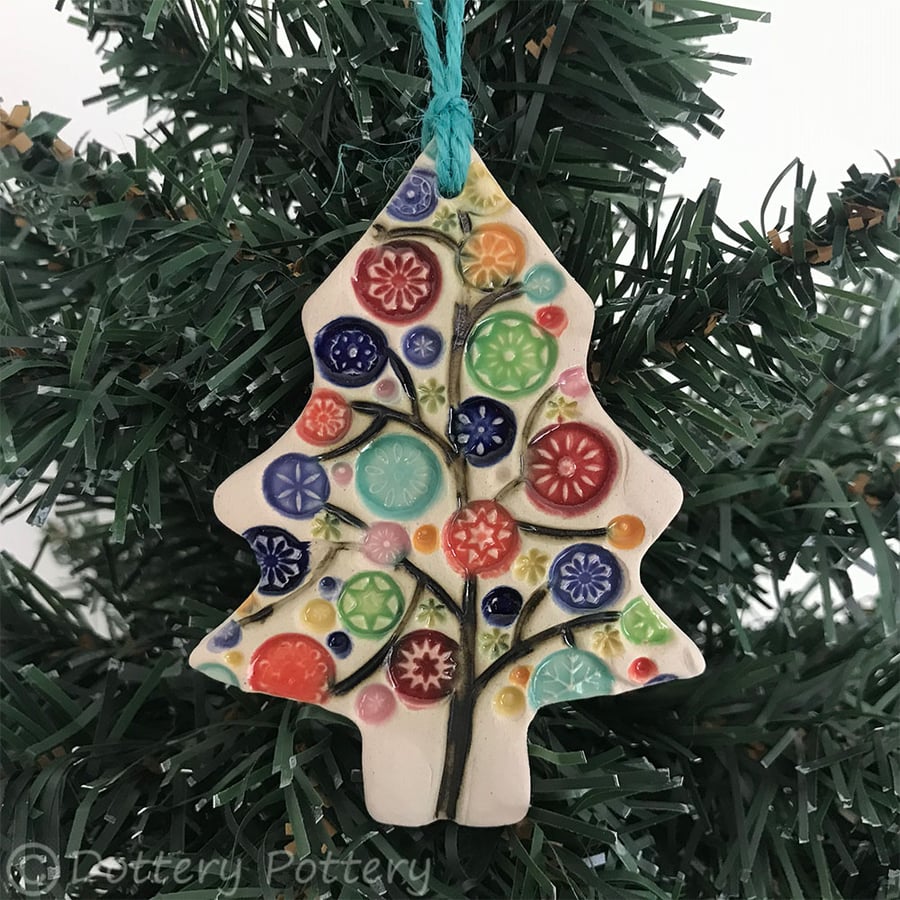 Bright bauble ceramic Christmas tree decoration