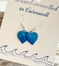 Enamelled sea heart earrings on sterling silver ear hooks 