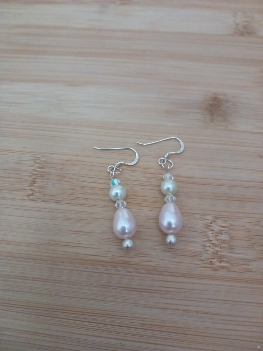 Pearl and crystal sterling silver earrings wedding jewellery mother of the bride