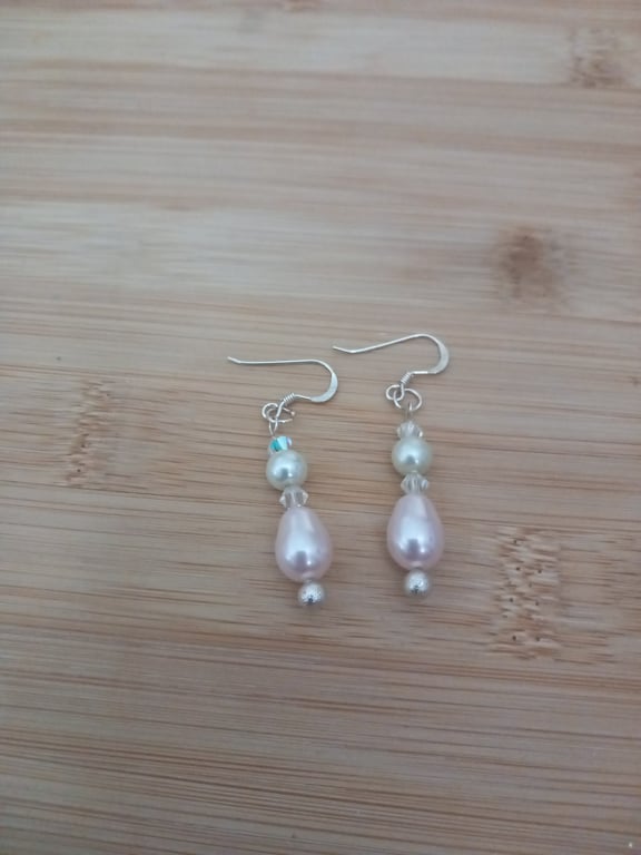 Pearl and crystal sterling silver earrings wedding jewellery mother of the bride