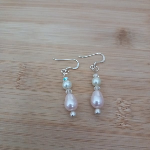 Pearl and crystal sterling silver earrings wedding jewellery mother of the bride
