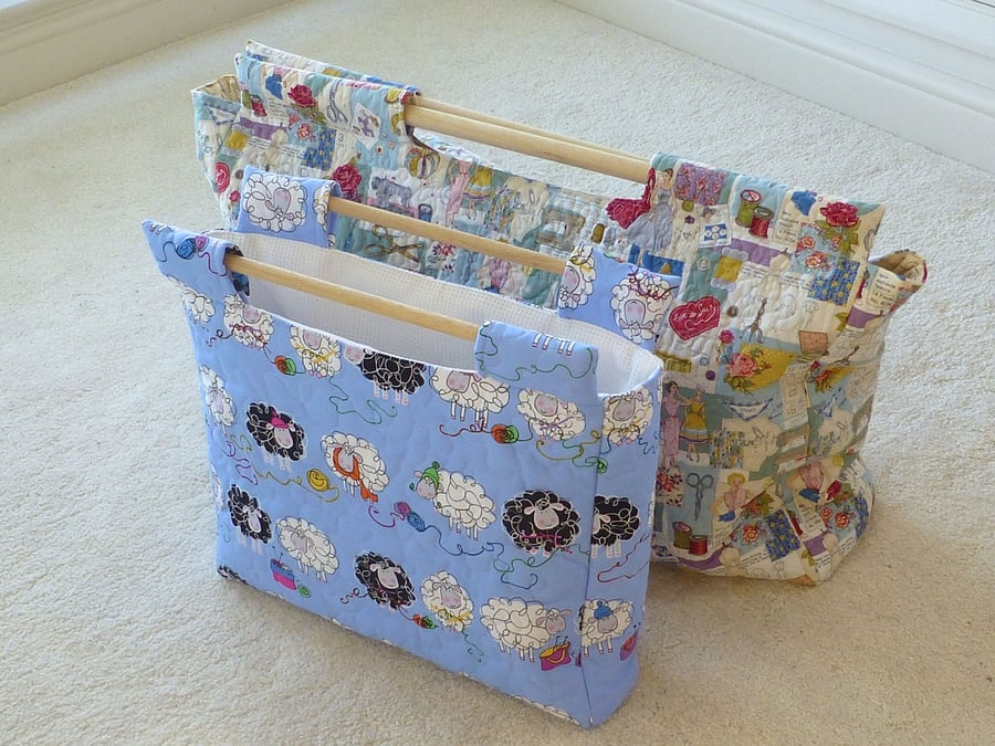 "Sew Retro" Sewing Knitting Project Bag Tote PDF PATTERN