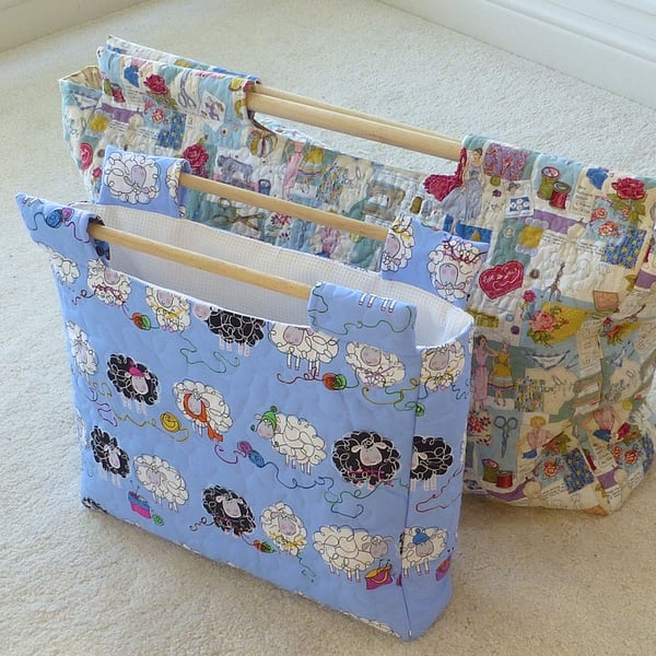 "Sew Retro" Sewing Knitting Project Bag Tote PDF PATTERN