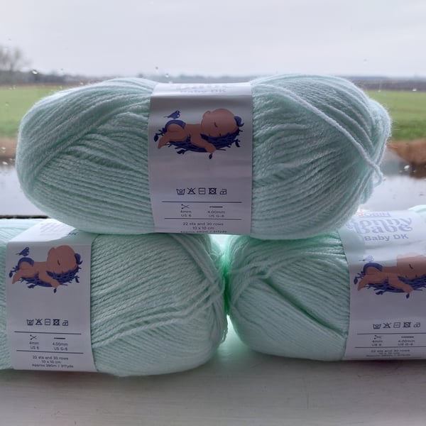 Mint Green x3 Robin Bonny Babe DK Knitting Wool Yarn 100g Balls