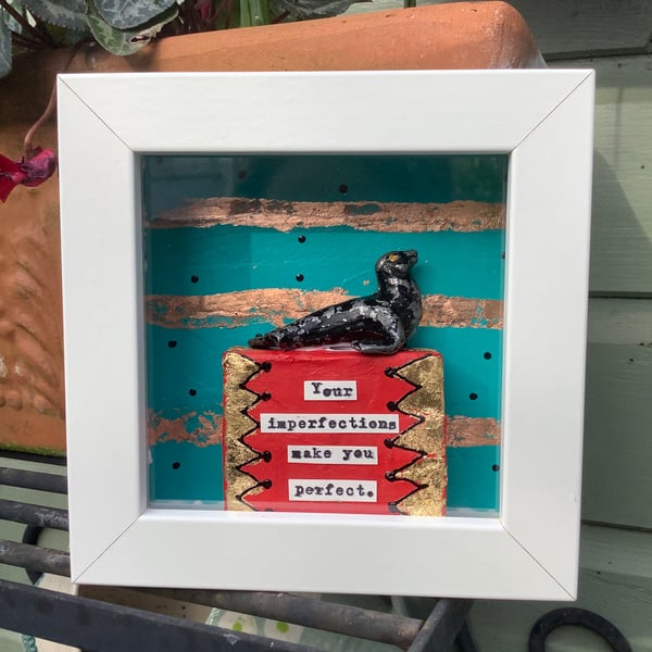 Diorama, vintage seal toy. Imperfections make you perfect. Small picture. Frame 