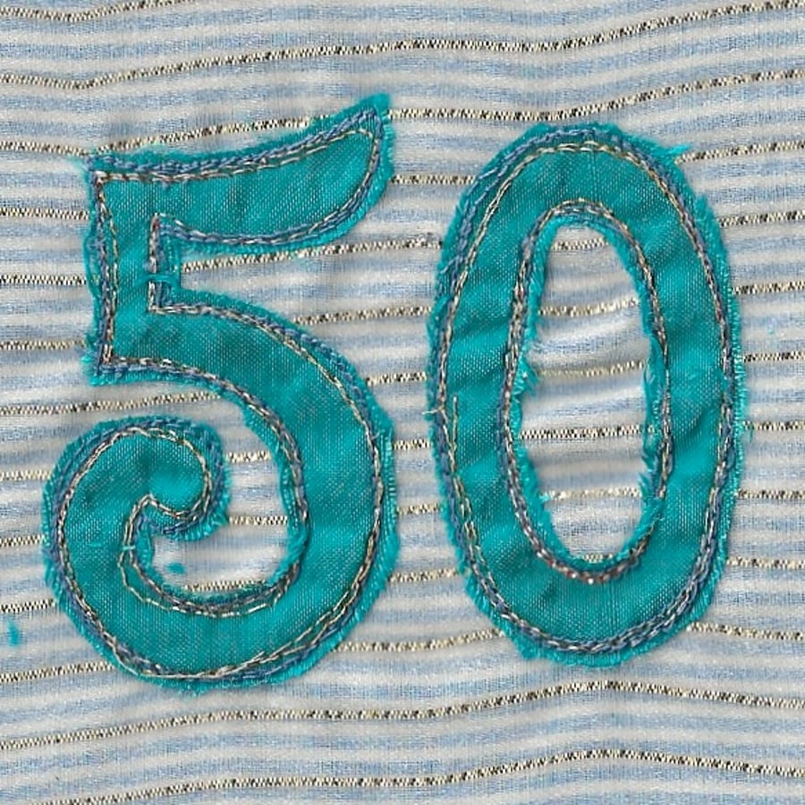 50 blue, handmade card