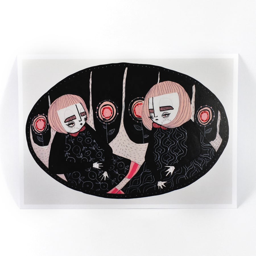 'Pink Haired Girls' Poster Print- small