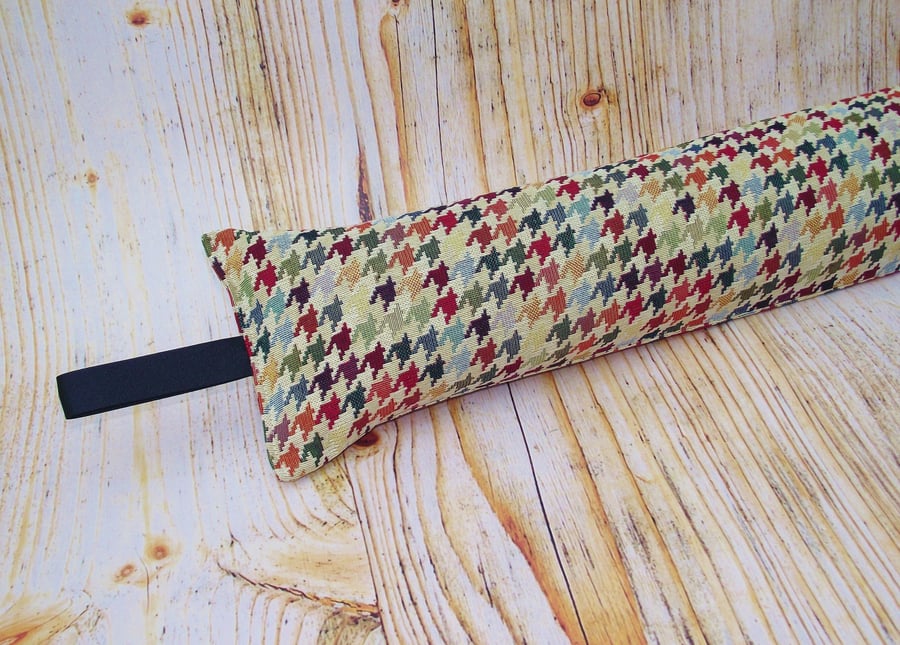 Draught Excluder 1.9kg Tapestry Multi Coloured Houndstooth heavy weight 