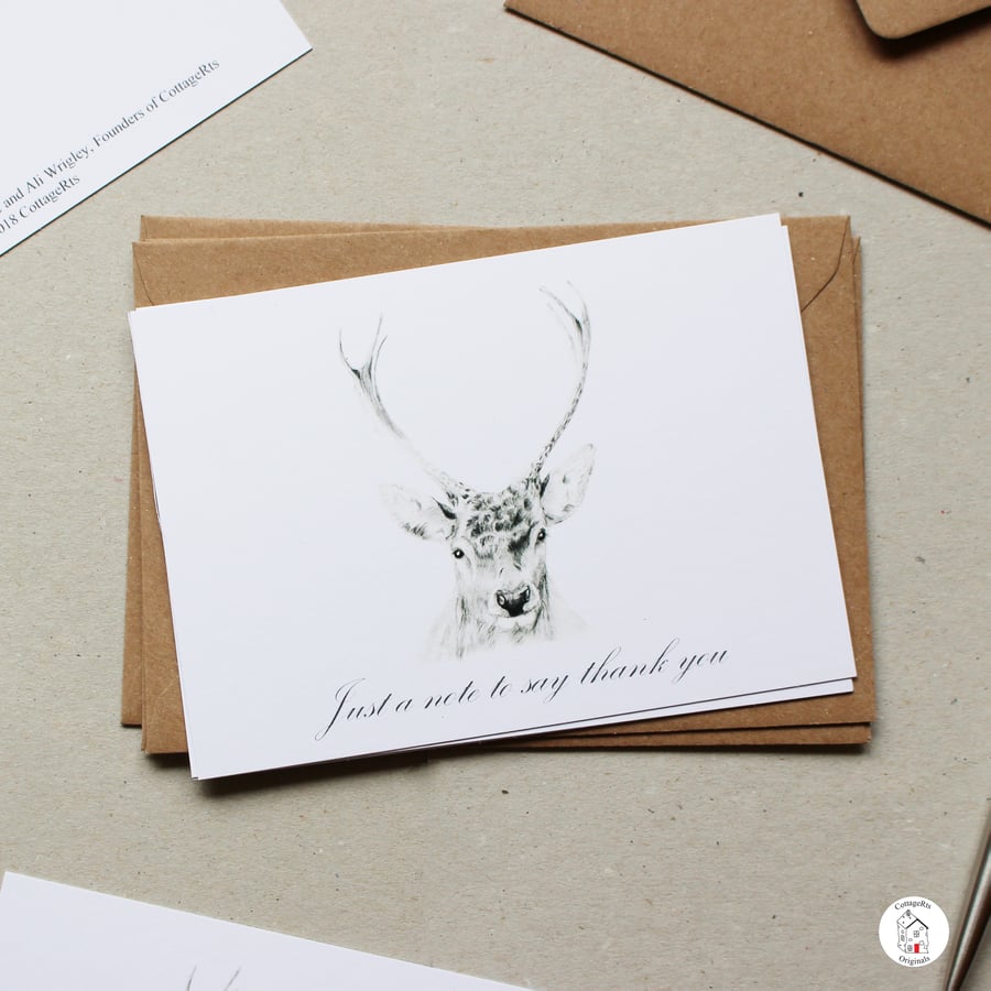 SECONDS SUNDAY Stag Thank You Postcards - Pack of 6 - Designed By CottageRts