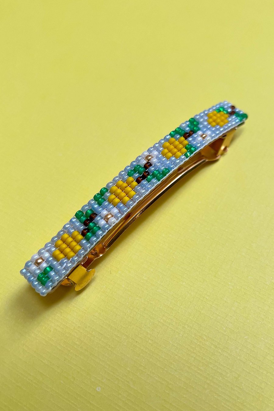 Sicilian Lemon Beaded Barrette – Summer Hair Accessory