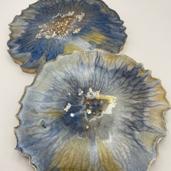 Pair of Geode shaped beautiful resin coasters.