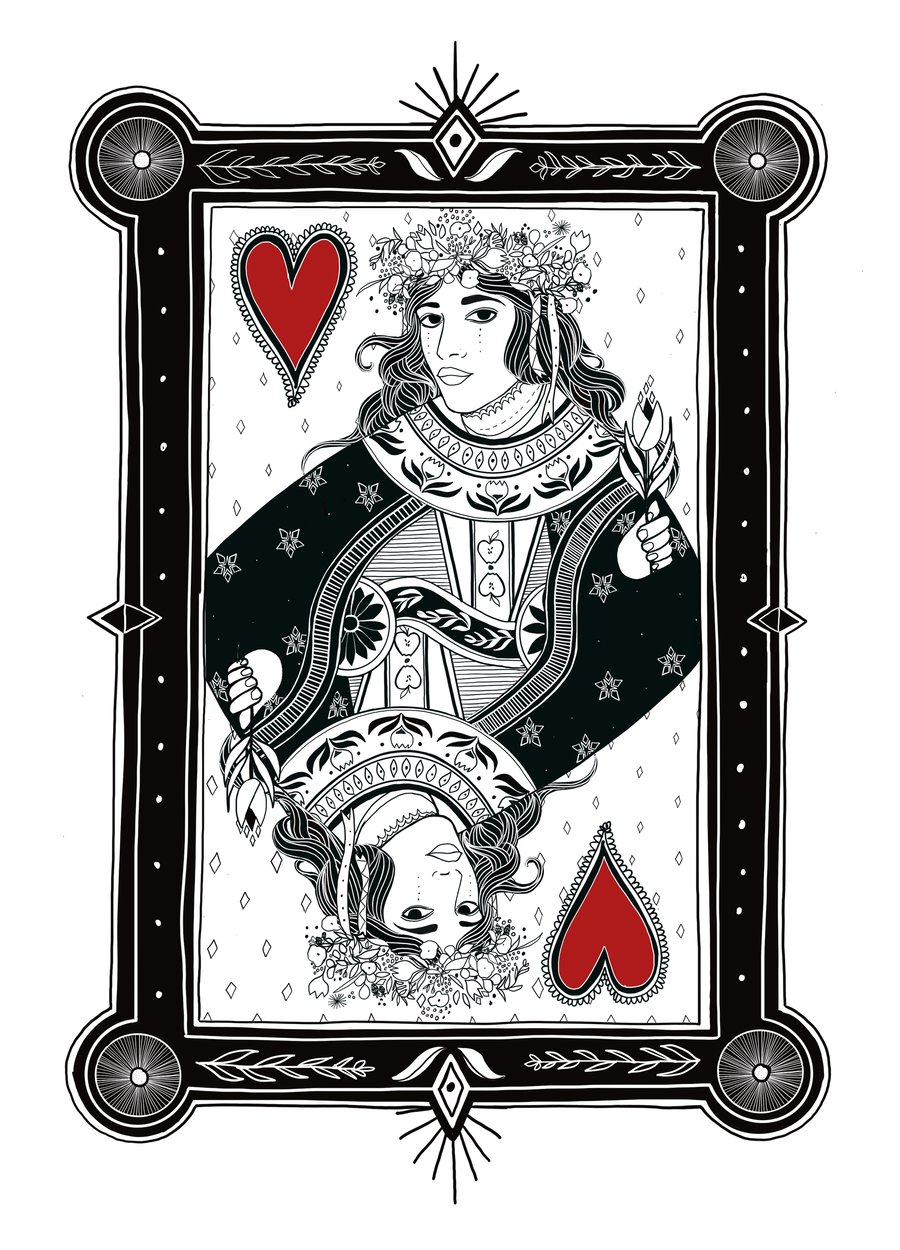 Queen art, pen and ink art print