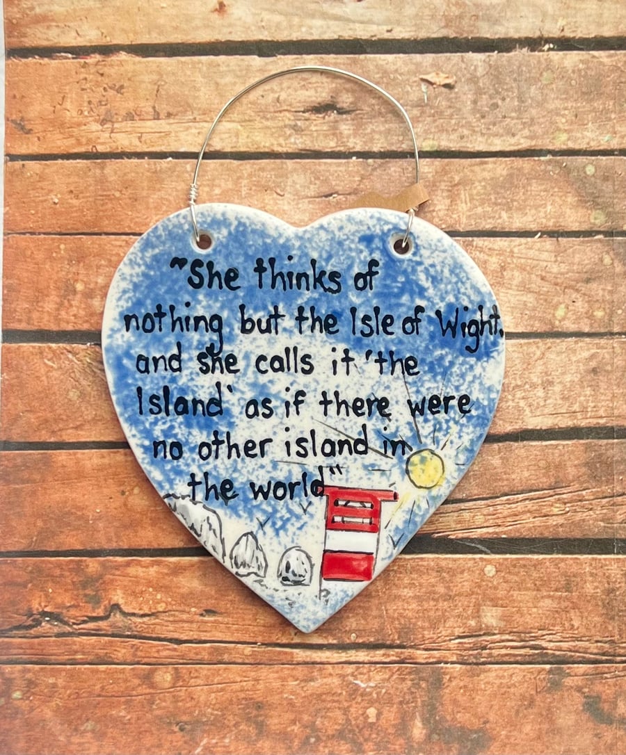 Isle of Wight 'Jane Austen' ceramic heart by Little Bear Pottery.