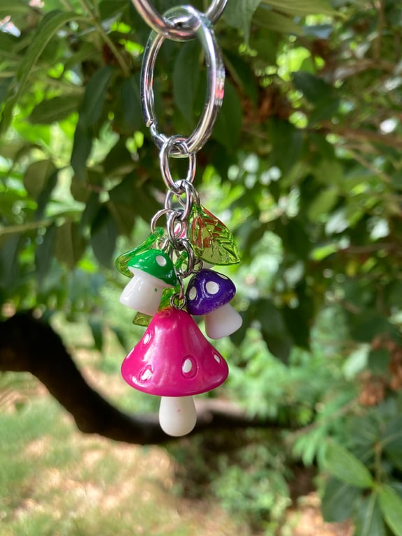 Faery Toadstool bag charm or keyring magenta 
