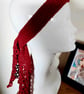 Crochet Lacy Waterfall Scarf in Dark Red Wool - Image 5