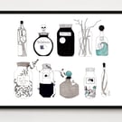 Witch, apothecary bottle A3 art print