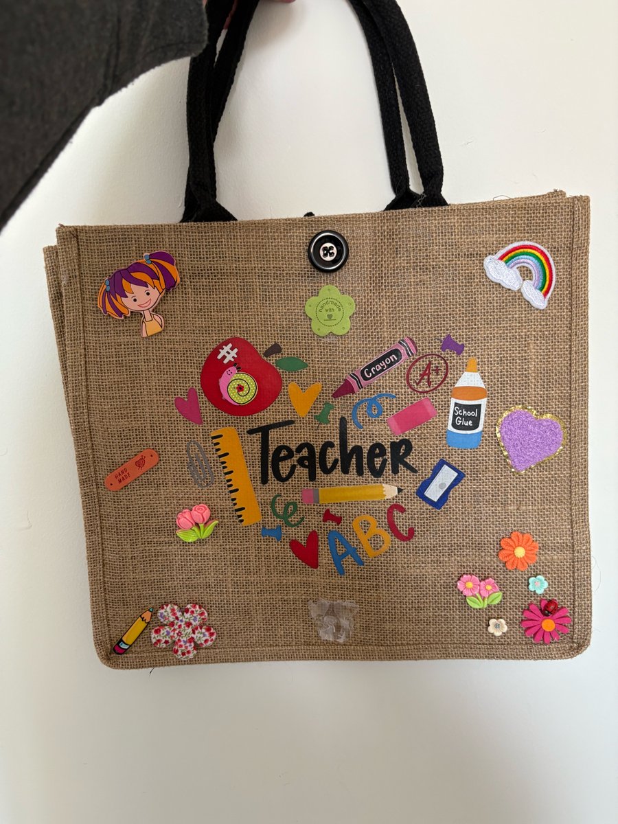 Teacher decorated jute bag. 
