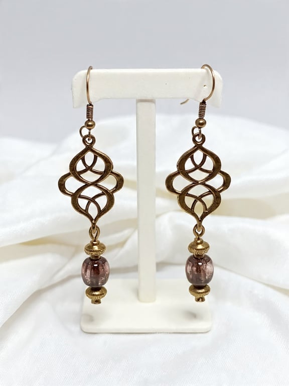 Brown Star Dust Glass Bead Earrings