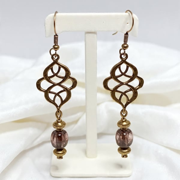 Brown Star Dust Glass Bead Earrings