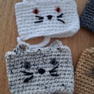 Pair Of Crochet Cat Coffee Cup Holders (J174)