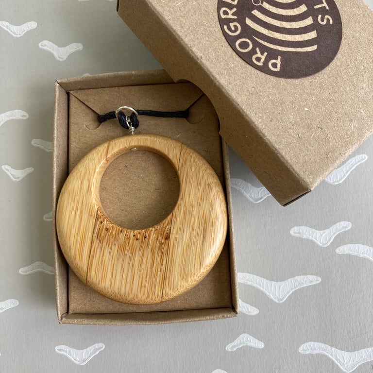 Round bamboo pendant - I was once a chopping board