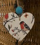 Bird themed wooden hanging heart decoration  - Image 3