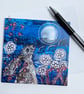 Hare in flower garden gazing at the full moon printed card.  - Image 2