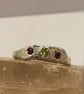 Sterling Silver Peridot Garnet Ring - Size J - Image 6