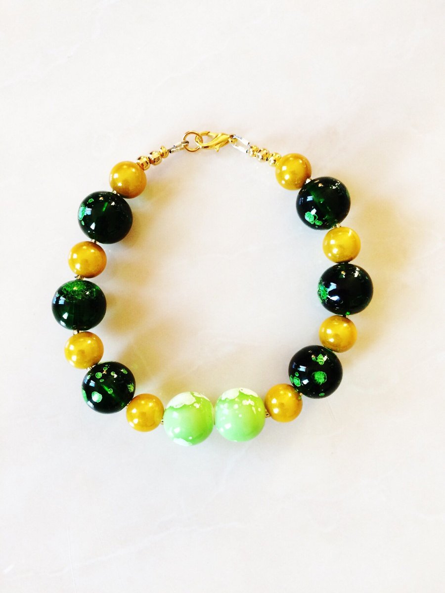 Gold and Green Galactic Bracelet