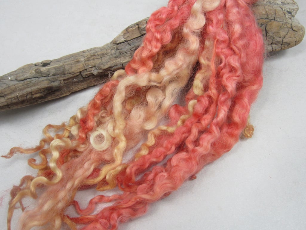 20g Naturally Dyed Red Yellow Blend Masham Locks