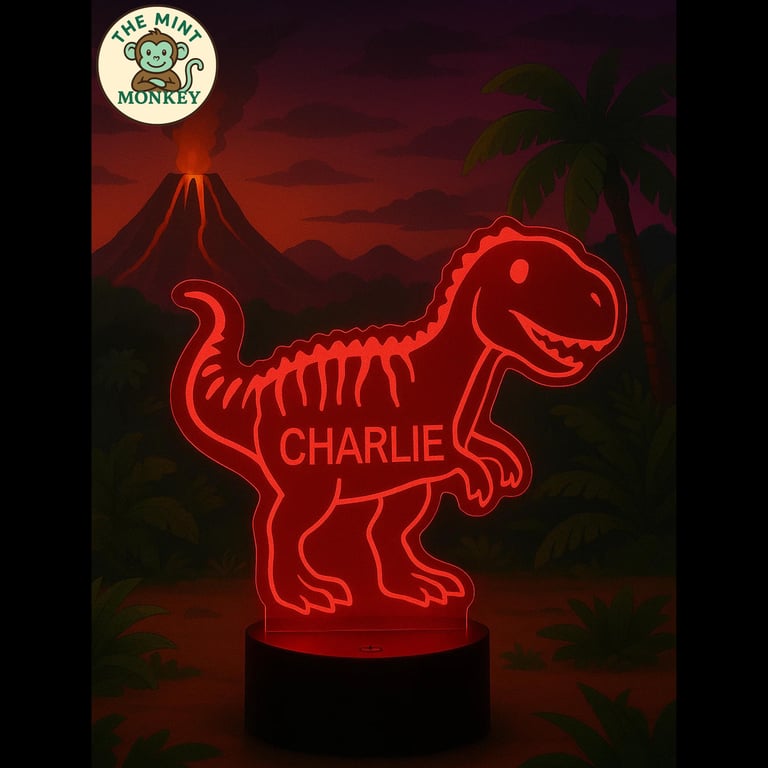 Personalised LED Dinosaur Colour Changing Childs 3D Night Light