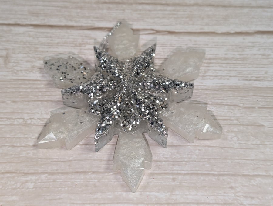 Handmade Resin Snowflake Ornament - Frosty
