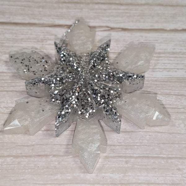 Handmade Resin Snowflake Ornament - Frosty