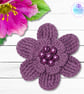 Crochet mauve flower brooch, crochet flower pin, flower brooch - Image 2