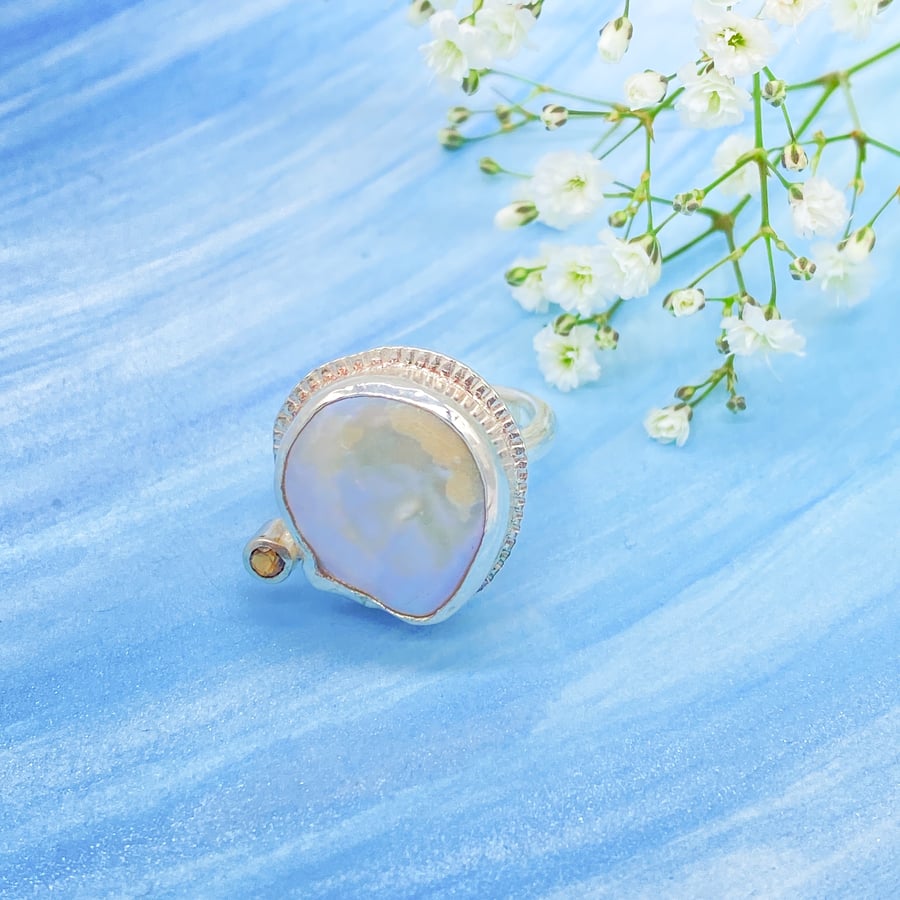 Pearl And Tourmaline Candy Ring