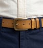 Mustard Tan Full Grain Vintage Textured Belt Heritage Brass Buckle Mens 38mm - Image 2