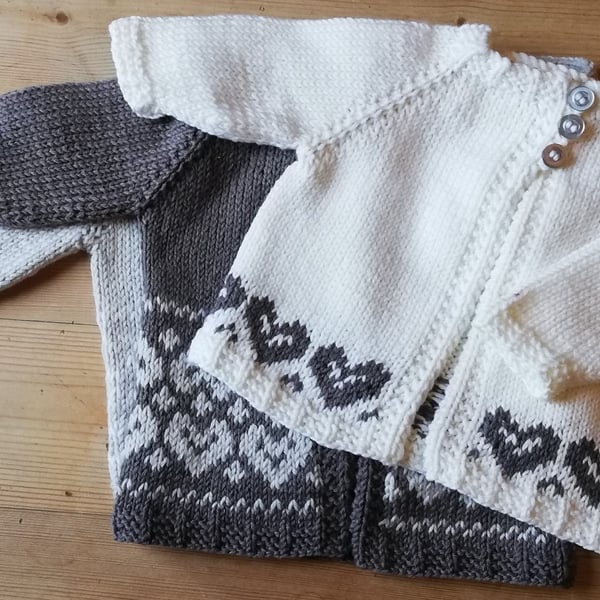 Pattern Heart Fair Isle Baby Jacket
