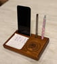 Handmade Wooden Desk Organiser - Phone Stand, Pen Holder & Notepad Tray