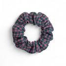 Pink & Green Gingham Linen Scrunchie - Regular