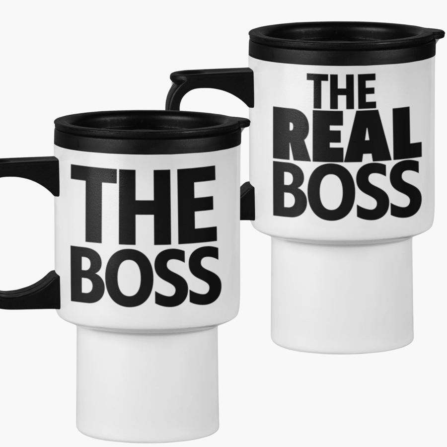 Couples Travel Mug Set of 2 Travel Mugs The Boss & The Real Boss Gift Set