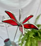 Stained Glass Flower - Handmade 3D Red Clematis - Silver Finish - Image 1
